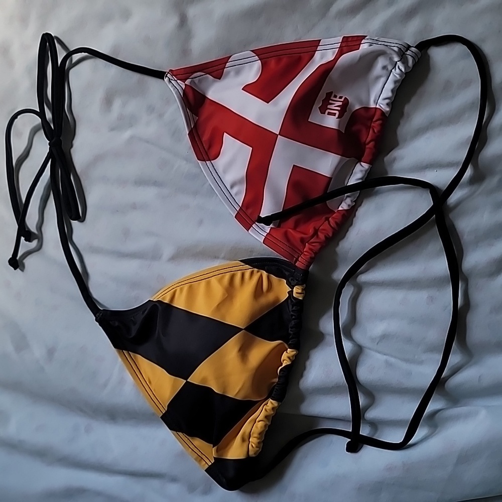 Maryland flag string bikini top